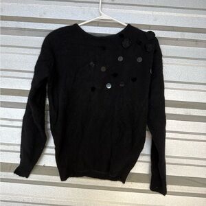 Elegant Black Women's Sweater with Button Details